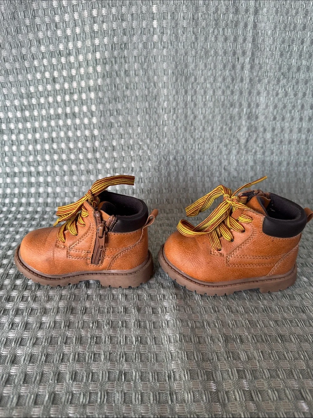Carter’s Roy Toddler Boys Work Boots Size 5 Tan Brown Faux Leather